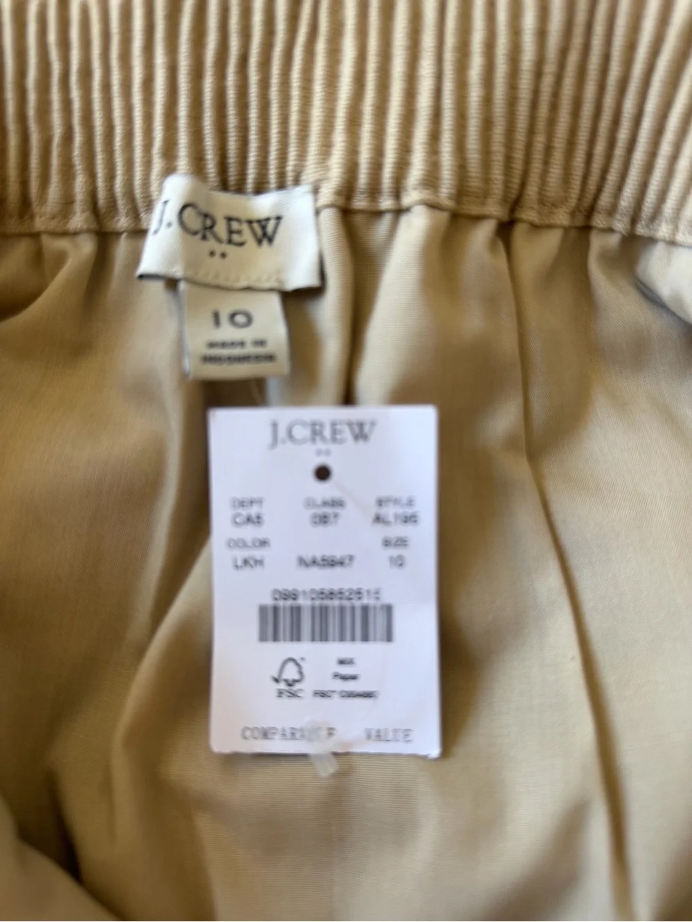 NWT j.crew Linen tan lined scalloped hem skirt size 10